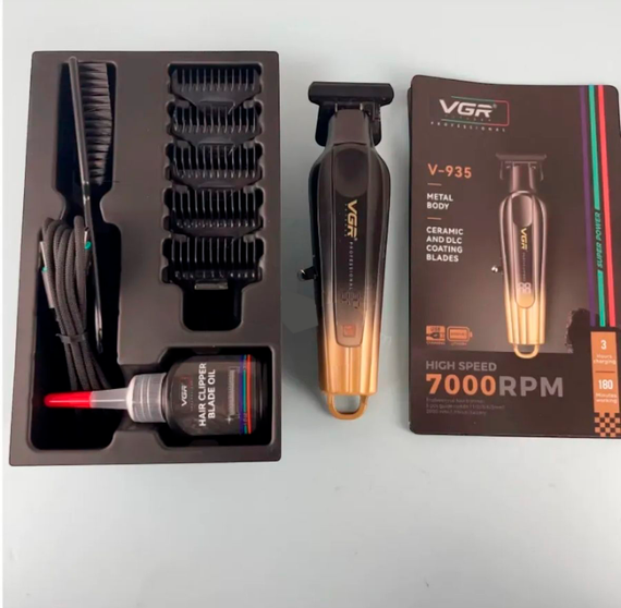 Тример для стрижки акумуляторний VGR V-935 GOLD, 5 насадок, 7000 RPM, LED дисплей | Зображення 9