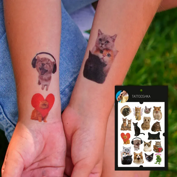 Тату тимчасове в наборі Котики Tattooshka LB-198 Різнокольоровий shop (4829000018671) | Зображення 2