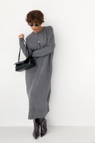 Трикотажна довга сукня вільного фасону - сірий цвет, ONE SIZE (є розміри)