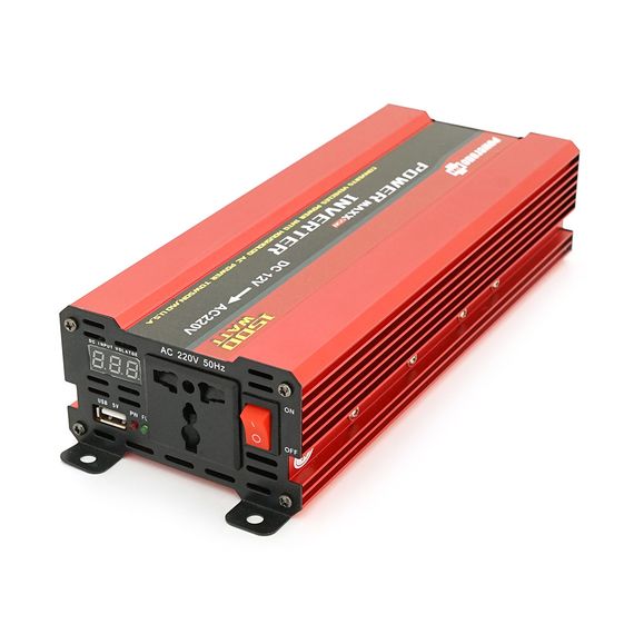 Інвертор напруги NV-1500 (900Вт)+LCD, 12/220V, approximated, 1 універсальна розетка, клем, Box | Зображення 2