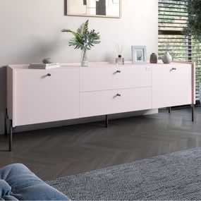Тумба під телевізор з шухлядами LION Wood з чорними ніжками 180х50х40 см Рожевий (LION-043133)