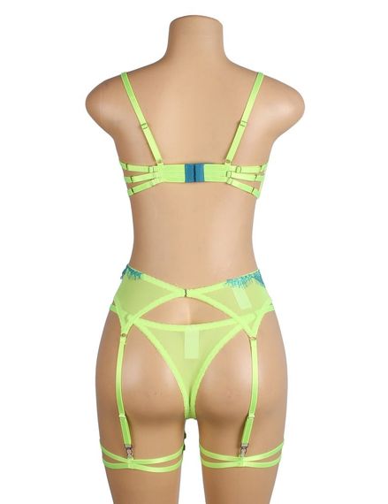 Комплект белья салатовый Star Night с бирюзовыми кружевными вставками Star Night (без коробки) sexstyle | Зображення 8