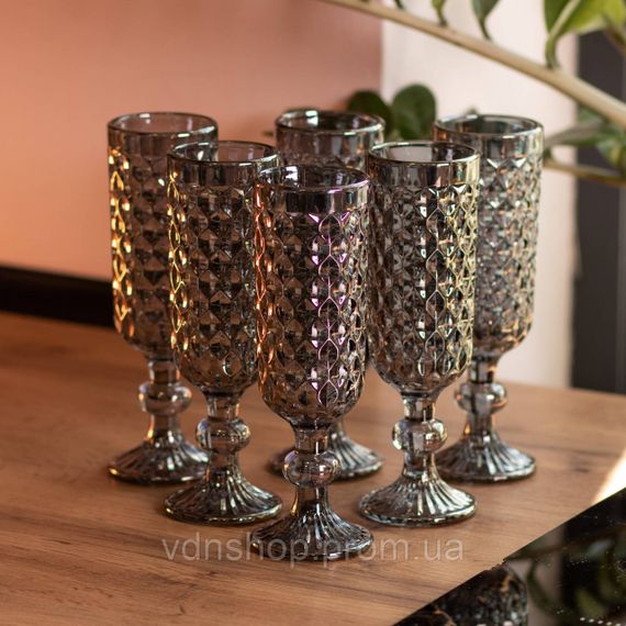 Набір келихів для шампанського 6 штук по 160 (мл) Сірий HP-19-115 | Зображення 3