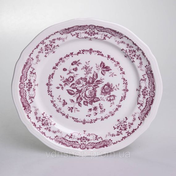 Столовий набір посуду тарілок і чашок 32 предмети на 6 персон «Бордовий Меандр» порцеляновий YY78-3A | Зображення 6