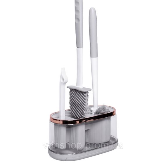 Набір для туалету настінний 3 в 1: 2 йоржики + щітка, йорж для унітазу силіконовий з щіткою йоржик для унітазу HP-35015-47G | Зображення 4