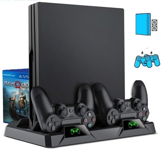 Зарядная док-станция XPRO PSCharger Dobe для PS Playstation 4 / PS4 SLIM / PRO с 2мя вентиляторами и зарядкой для 2-х геймпадов и подставкой на 16 дисков  (102716472_2) | Зображення 2