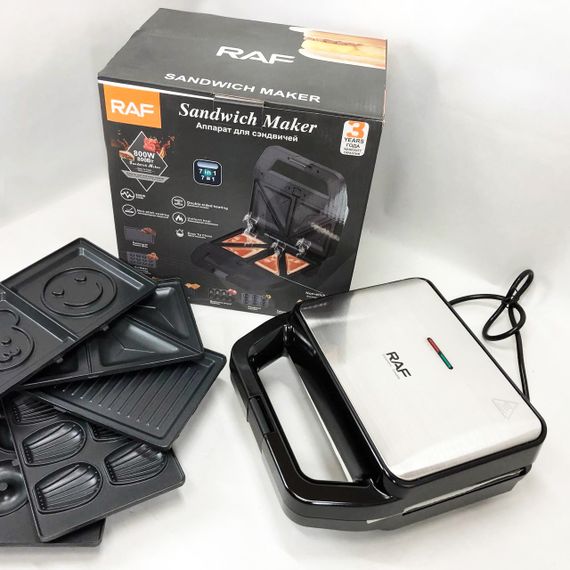 Гриль для дому для вафель RAF, Гриль барбекю електричний дому Сендвічниця бутербродів ER-89 | Зображення 6