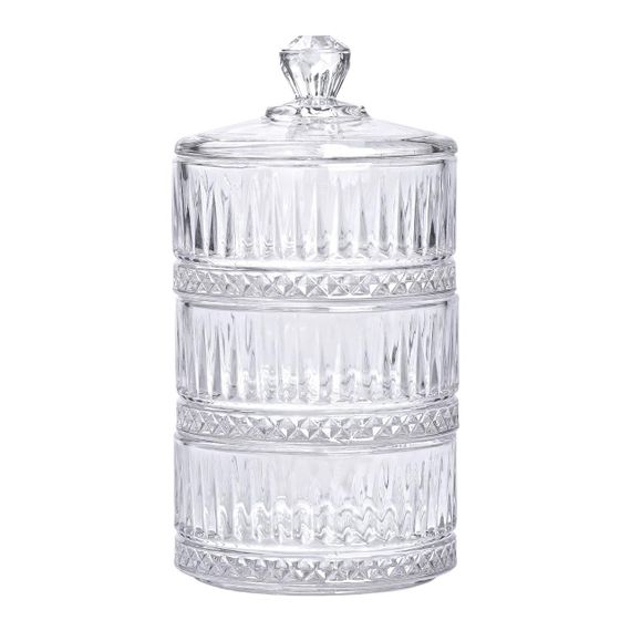 Цукерниця триярусна скляна з кришкою Ø 10 см HP-YH-16 | Зображення 1