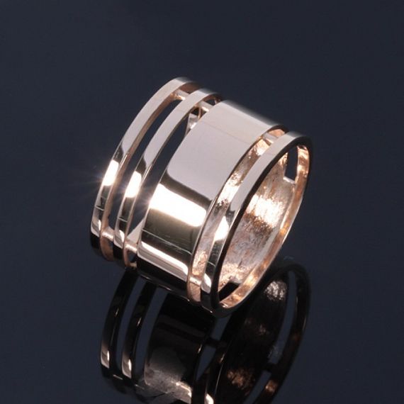 Широкое кольцо из красного золота 16