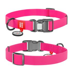 Нашийник для собак водостійкий WAUDOG Waterproof c QR паспортом, пластикова пряжка-фастекс, Ширина 15 мм, Довжина 25-35 см, рожевий
