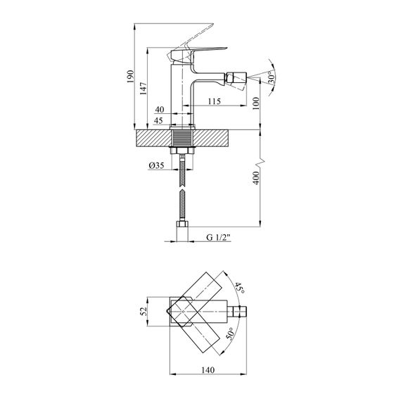 Змішувач для біде Kroner KRM Harz - C020 (CV023614) | Зображення 2