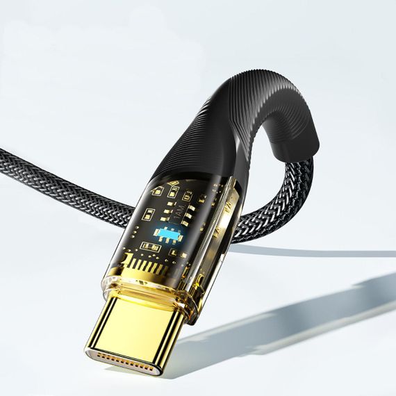 Кабель Essager Interstellar Transparent Design USB Cable Type C to Type C 100W 2 м Black (EXCTT1-XJA01-P) | Зображення 2