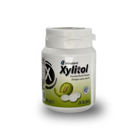 Льодяники з ксилітом Miradent Xylitol Drops Диня (26 шт) в тубі