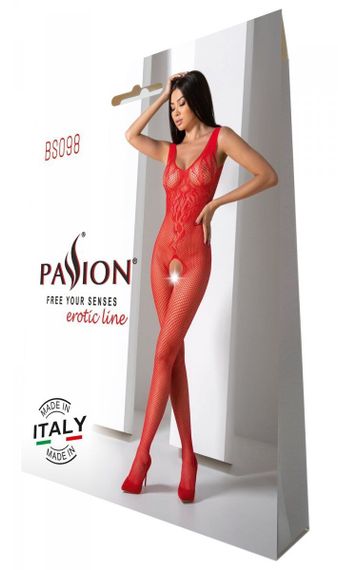 Бодістокінг з крилами Passion BS098 One Size, red, середня сітка, відкритий доступ | Зображення 5