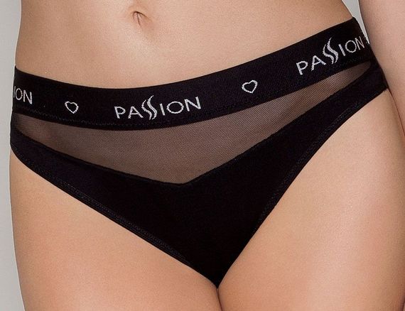 Трусики бавовняні з прозорою вставкою Passion PS006 PANTIES, Чорний, XL, XL | Зображення 1