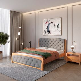 Односпальне дерев&#039;яне ліжко Mebigrand Мехіко Вільха/Аляска 93 (Сірий) 90х190 см (MBG-12191)