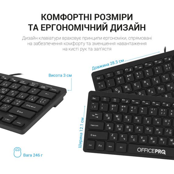 Клавіатура OfficePro SK240 USB Black (SK240) | Зображення 4