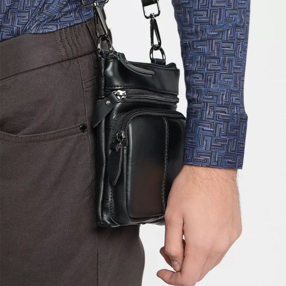 Чоловіча сумка з натуральної італійської шкіри флотар – 5 кишень, міцна фурнітура | Зображення 8