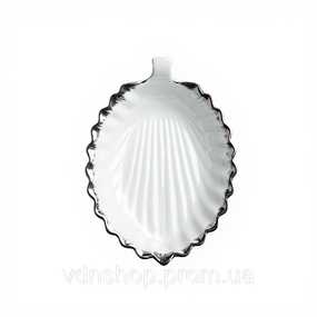 Декоративне блюдо Лист 31 см біле з чорним кантом 2553-1S