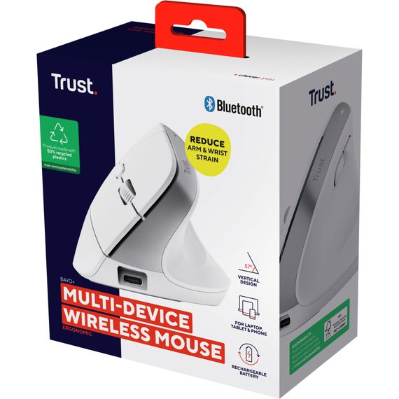 Мишка Trust Bayo+ Ergonomic Wireless/Bluetooth White (25399) | Зображення 7