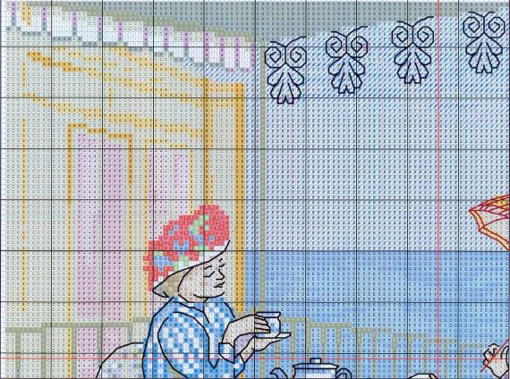 Набір для вишивання за нанесеною на канву схемою "Afternoon tea". AIDA 14CT printed 38*33 см | Зображення 3