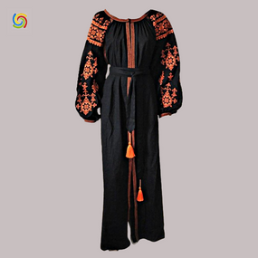 Платье Украинская вышиванка  320410 цвет чёрный размер XL/XXL