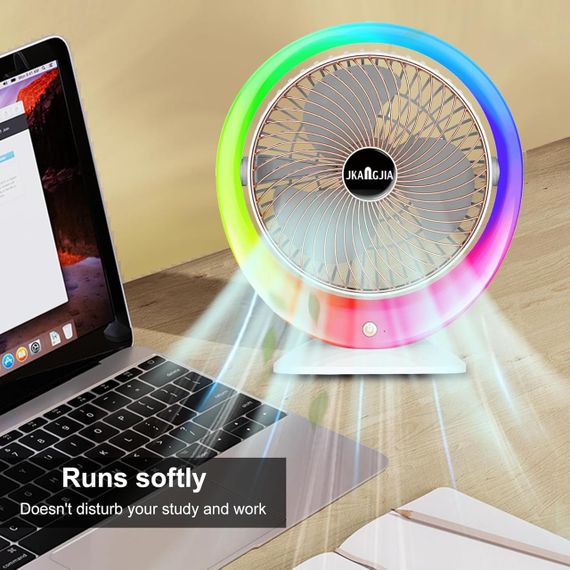 Настільний вентилятор з LED підсвічуванням, USB-заряджання / Портативний вентилятор-зволожувач повітря 3 швидкості, 1200 мАг | Зображення 2