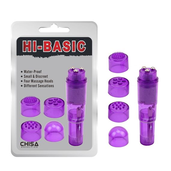 Вибратор клиторальный с насадками Chisa Hi-Basic, фиолетовый sexstyle