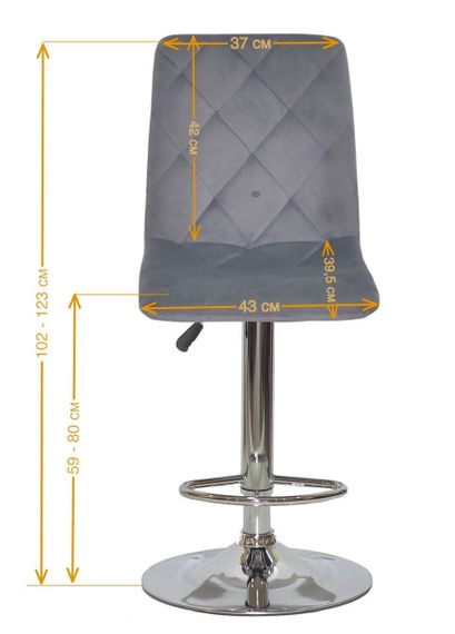 Барный стул Melvin Fred Bar CH-Base, хромированная опора Ø 385, с регулировкой высоты сиденья, мягкая обивка | Зображення 1