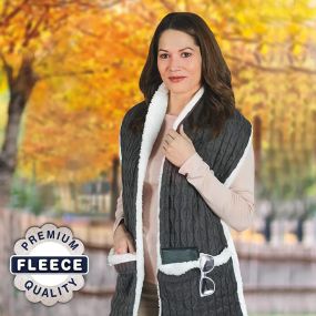 Зимняя меховая безрукавка с карманами на пуговицах Hugle scarf флис / плюш / коттон, шарф плед