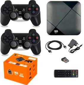Ігрова консоль приставка 4K система Android TV 10 4G Wi-Fi HD M8 Mini з двома бездротовими джойстиками