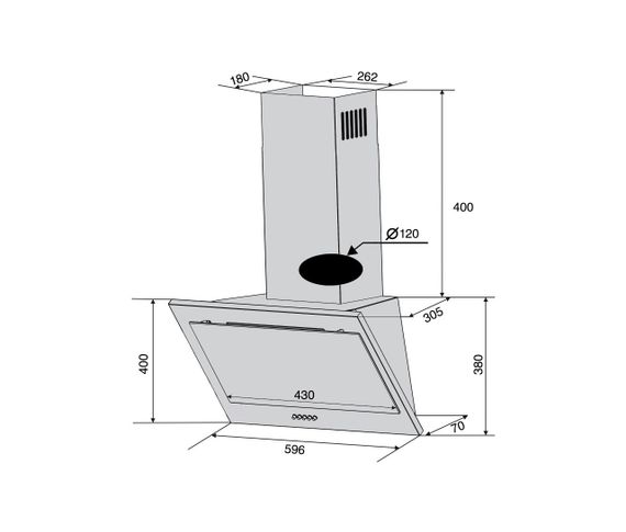 Наклонная вытяжка для кухни белая VENTOLUX FIORE 60 WH (750) PB | Зображення 4