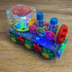 Детский интерактивный прозрачный поезд со светом, музыкой и поворотом на 360°