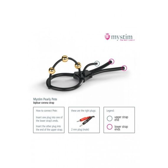 Лассо на пенис для электростимуляции Mystim Pearly Pete, черный Sex Aura | Зображення 1