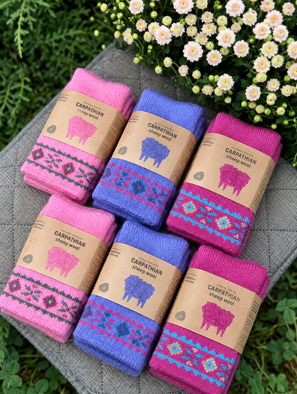 Жіночі вовняні шкарпетки Carpathian Sheep Wool для холодної пори року розмір 37-41 пакування 6 пар Різні кольори