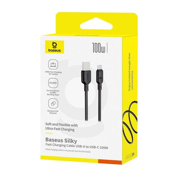 Дата кабель Baseus Silky Series OS Fast Charging USB to Type-C 100W (1m) (P10377703) Cluster Black | Зображення 4