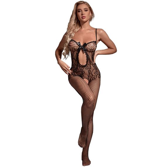 БодіСтокінг (Боді комбінезон Сітка) Babydoll 48 Чорний 1228