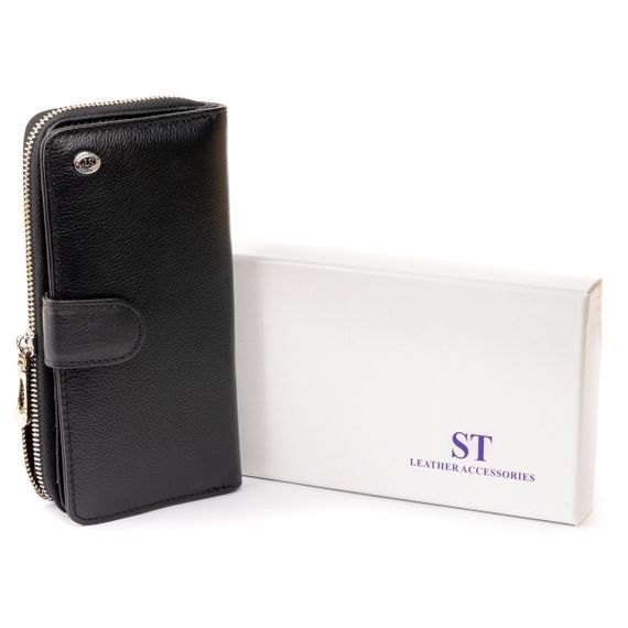 Вертикальный вместительный кошелек из кожи унисекс ST Leather 19300 Черный | Зображення 6