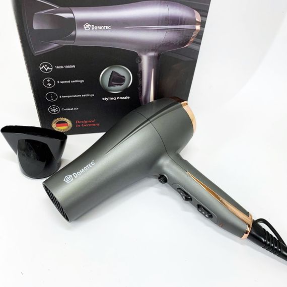Портативный фен для укладки волос Domotec, Фен электрический с насадками для разных типов волос FT-79