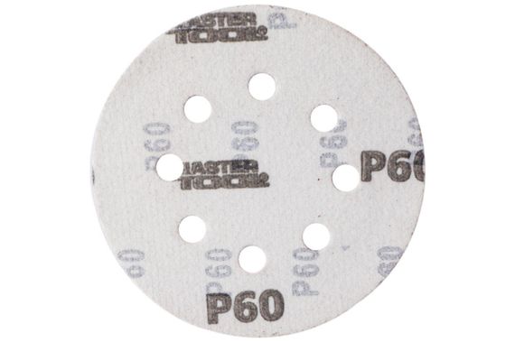Круг шлифовальный на липучке Mastertool - 125 мм x Р60 с отверстиями (5 шт.) (08-2506-H) | Зображення 1