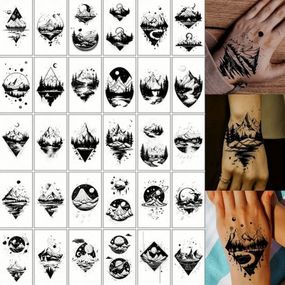 Набор детских временных тату "Черные мини №3" black-tattoo-mini-set-3-3, 30 штук по 9,5*5,5 см