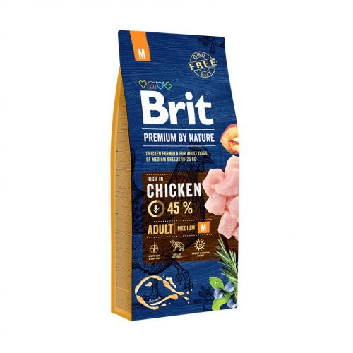 Сухий корм Brit Premium для собак дорослих собак середніх порід (вагою від 10 до 25 кг) з куркою 15 кг