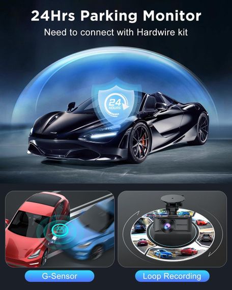 DYNACAM Dash Cam 4K Front Dashcam со встроенным GPS-датчиком скорости, WiFi Dash Cam Front с бесплатной картой | Зображення 3