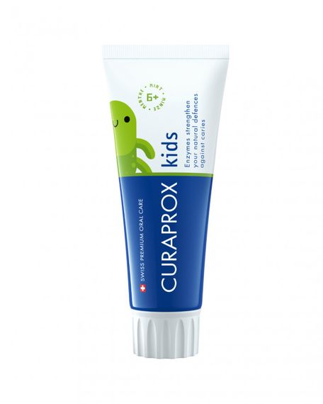 Дитяча зубна паста Curaprox TPkids1450M (60 ml) з ніжним м’ятним смаком. З фтором 1450ppm. Для дітей віком від 6-ти років.