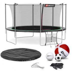 Батут Hop-Sport 14ft (427см) чорно-зелений з внутрішньою сіткою