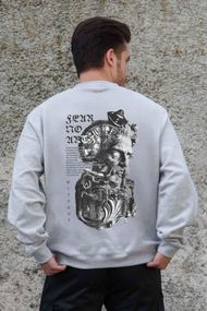 Утеплений оверсайз світшот на флісі з принтом Without Greek Gray