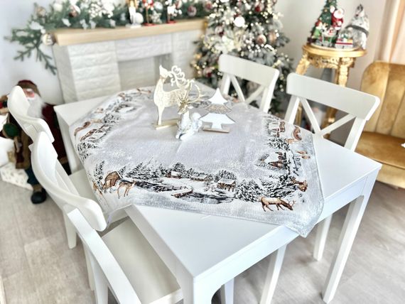 Скатертина гобеленова WINTER Limaso, 97х100, Квадратна, Новорічний, Без люрексу, з мікрофібою, 80% поліестер, 15% бавовна, 5% акрил, Гобелен | Зображення 5