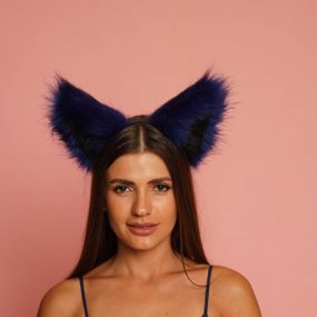 Хутряні вушка кішки двокольорові: Синій, чорний OKOVA Sex Aura