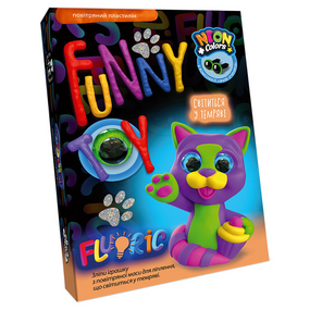 Набор креативного творчества "AIR CLAY "FLUORIC" AICL-FL-01, 4 цвета Котик