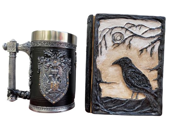 Подарунковий набір Кухоль 3D Щит і Корона та Блокнот 3D «Тінь Ворона»